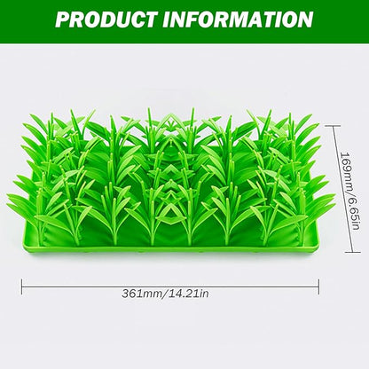 Lick Mat for Dog Silicone Interactive Green Grass Slow Feeder Mat with Non-Slip Suction Cups Soft Slows Down Mealtime Interesting Washable Lick for Cat, Puppy