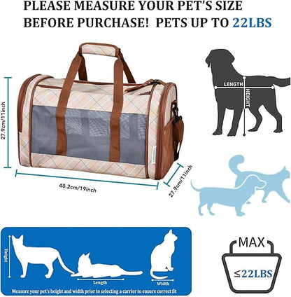 Soft-Sided Kennel Pet Carrier for Small Dogs, Cats, Puppy, Airline Approved Cat Carriers Dog Carrier Collapsible, Travel Handbag & Car Seat (Orange Diamond Print, 19" L x 11" W x 11" H)