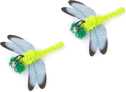 2 Pcs Dragonfly,Multi Feather Teaser and Exerciser for Cat and Kitten - Cat Toy Interactive Cat Wand Feather Toys CT15-6 Dragonfly