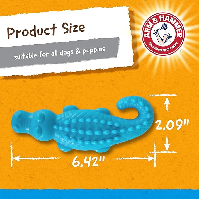 Arm & Hammer for Pets Nubbies Dental Toys, Gator - Dental Chew Toy for Dogs for Moderate Chewers - Reduces Plaque & Tartar Buildup Without Brushing - 2 Pack