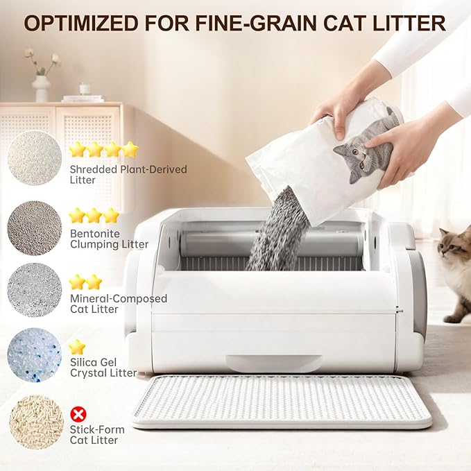 Automatic Litter Box Open Top Self Cleaning Cat Litter Box for Multiple Cats Electric Litter Box with Smart APP Control