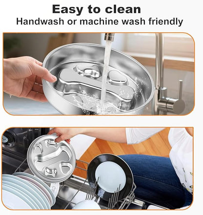 Stainless Steel Slow Feeder Dog Bowls,Slow Food Bowl for Dog & Cat - 2 Cups Capacity,Bone-Shaped Design Pet Food Holder,Metal Non-Slip Lick Plate,Puzzle Maze Dish for Small Sized Breeds