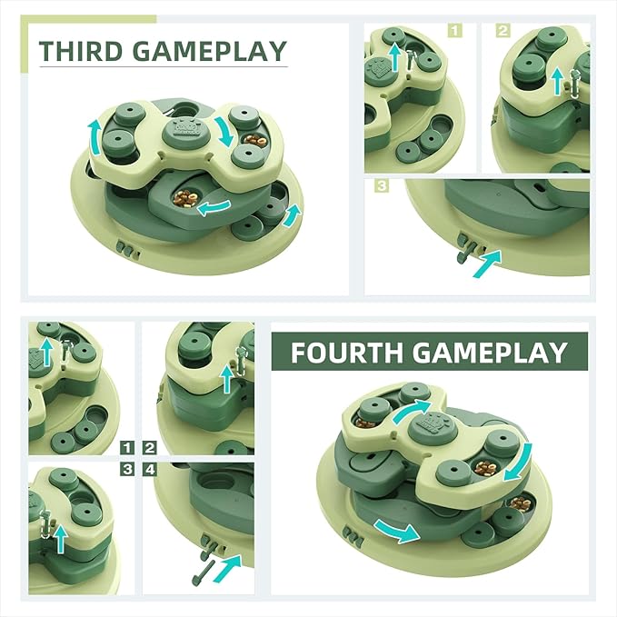KADTC 3 Levels of Step-by-Step Challenge,Large Size,Beginner to Advanced Dog Puzzle Toys,3 Ways to Play,U.S. Brand & Design Treat Puzzles for Dogs Mental Stimulation Enrichment Food Slow Feeder Toy