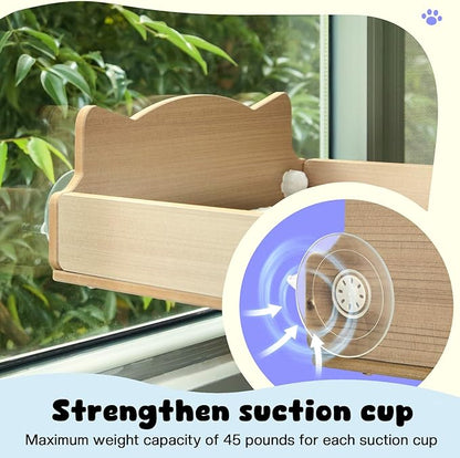 Cat Window Perch with Thick Sisal Scratching Post, Cat Hammock for Window, 53.5" Adjustable Tall Cats Scratching Post with 2 Upgrade Suction Cups, Cats Window Bed with Fluffy Cushion, Sisal