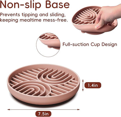 Slow Feeder Dog Bowls, Silicone Slow Feeder for Dogs & Puppies, Dog Puzzle Bowl with Suction Cups for Anxiety Relief, Slow Eating, Dishwasher Fit, for All Breed, Pink