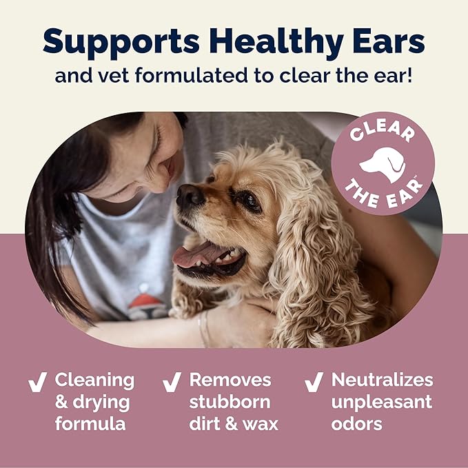 Vetnique Oticbliss Dog Ear Cleaner Flush with Odor Control, Dog Ear Cleaning Solution for Dirt and Wax with Soothing Aloe Dogs & Cats Flush - Vet Recommended for Itchy Ears (8oz, Flush)