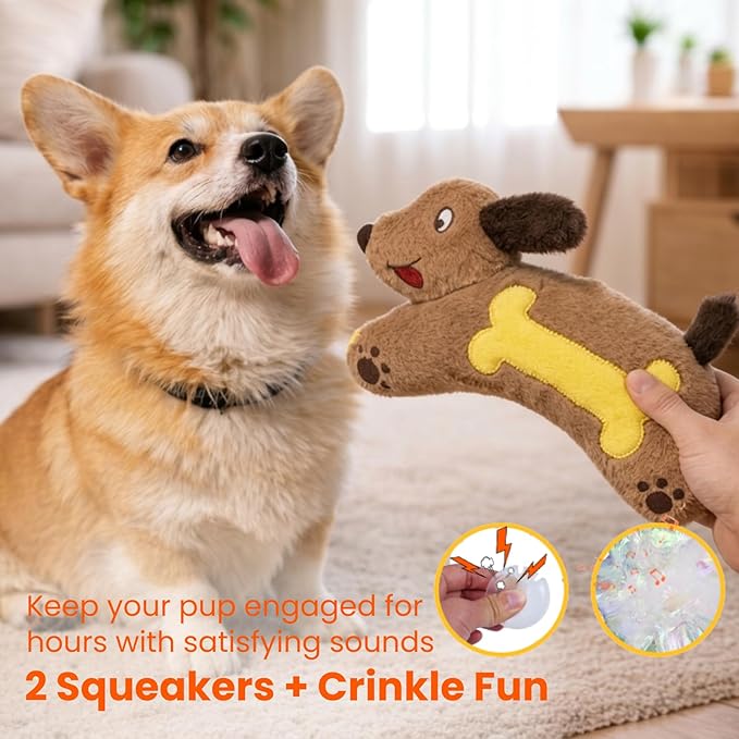 HGB Squeaky Dog Toys for Large Dogs, Tough Crinkle Stuffed Plush Chew Toys for Small Medium Large Dogs, Interactive Fetch Tug & Teething Big Dog Toys to Keep Them Busy