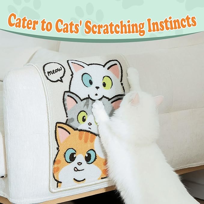 Cat Scratch Mat - 19.69 x 13.78 Inches High-Density Loop Pile Cat Scratcher Pad, Furniture Anti-Scratch Protector, Indoor Cat Scratch Pad for Cat Claw Grinding