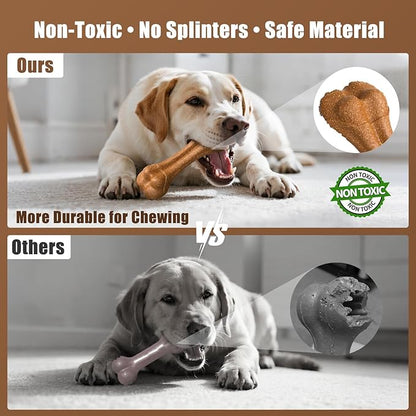 SCHITEC Dog Bone Chew Toys for Medium & Large Dogs, Beef Flavor Teething Toy, Durable Dog Toys for Aggressive Chewers, Teeth Cleaning, 5Pcs