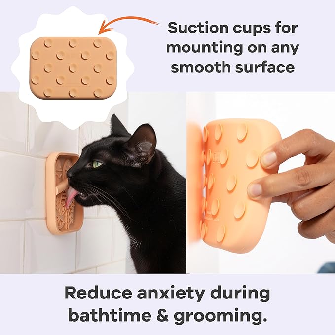 Awoo Sardina - Silicone Dog & Cat Lick Mat + Slow Feeder with Suction Cups - Non-Slip, Dishwasher Safe Pet Dish - Extends Mealtime for Fast Eaters & Reduces Anxiety - for Wet & Dry Food (Melon)