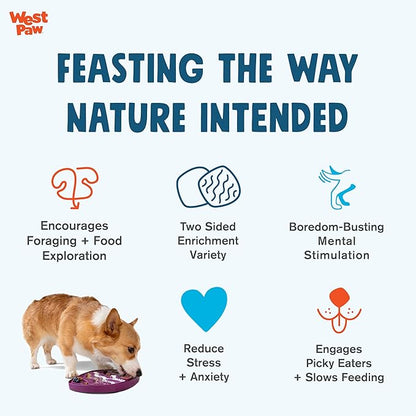 West Paw Seaflex Waves Feast Mat – All-in-One, Slow Feeder, Lick Mat – Encourages Foraging & Food Exploration - Engages Picky Eaters & Slow Feeding - Versatile – Easy to Clean, Non-Toxic - Kelp