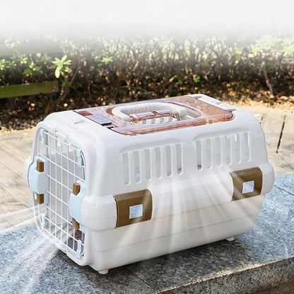 Hard Sided Plastic Dog and Cat Kennel, Two Door Pet Carrier, Plastic Wire Door, Top or Front Loading, Up to 18LBS, Perfect for Traveling,Hiking,Camping,Veterinary Visits