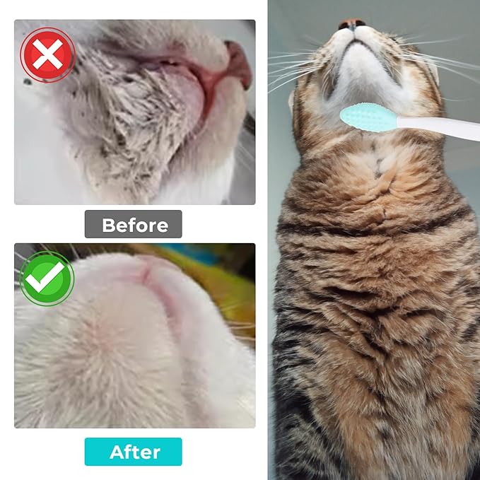 4Pcs Cat Acne Chin Treatment, Black Seed Soft Silicone Grooming Scraper, for Chin Acne & Blackhead Exfoliation, Double-sided Brush