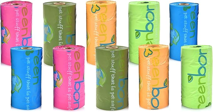 Biobase Pet Products Leak Proof Dog Poop Bag Rolls, Odor Blocking Multicolor Nature Theme 10 Rolls 120 Refill Bulk Pack
