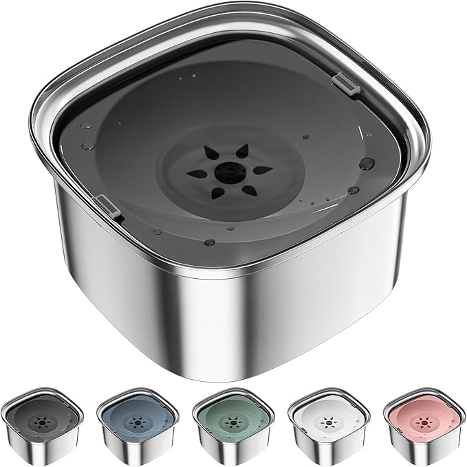 UPSKY 3L Dog Water Bowl 101oz Stainless Steel No Spill Large Capacity Dog Food Water Bowl Slow Water Feeder, Spill Proof Pet Water Dispenser Vehicle Carried Travel Water Bowls