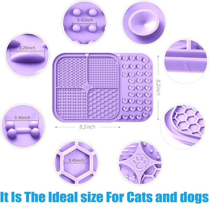 Lick Mat for Dogs, Premium Lick Pad with Suction Cups for Dog Anxiety Relief, Slow Feeder Dog Bowls, Bathing, Grooming and Training (Light Purple, 1pack)