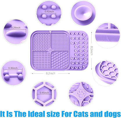 Lick Mat for Dogs, Premium Lick Pad with Suction Cups for Dog Anxiety Relief, Slow Feeder Dog Bowls, Bathing, Grooming and Training (Light Purple, 1pack)