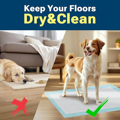 100 Count Super Absorbency Puppy Pads 22"x 22", Leakproof Quick Drying Dog Training Pee Pads, Puppy Pee Pads, Disposable Underpads Changing Pads for Baby, Puppy and Adults