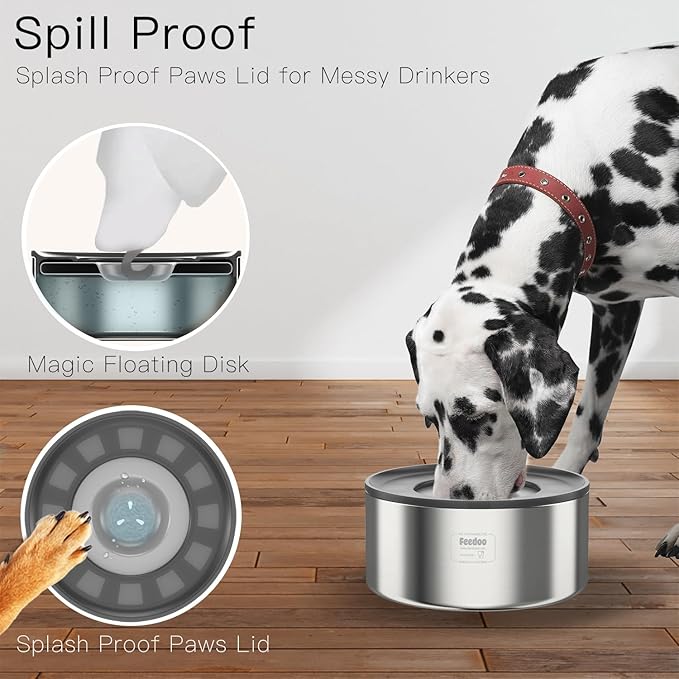 3~3.5Cups Slow Feeder + 1Gallon Double Layer Spill Proof Water Bowl