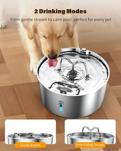 Dog Water Fountain for Large Dogs, 7L/236oz Stainless Steel Dog Water Bowl Dispenser, Automatic Pet Fountain, Ultra Quiet Pump, Large Drinking Area