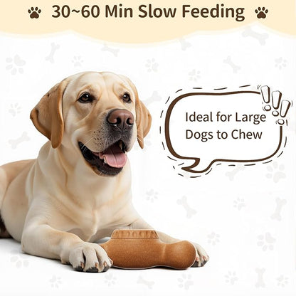 3-in-1 Enrichment Dog Toy for Aggressive Chewers, Frozen Treat Toy & Interactive Treat Dispenser with Peanut Butter Grooves, Long Lasting Chew Toy for Large Dogs, Easy to Clean, Brown