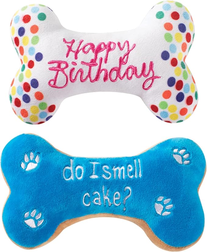 FRINGE STUDIO Birthday Bone Cookies Pet Toy (289332), Multicolor