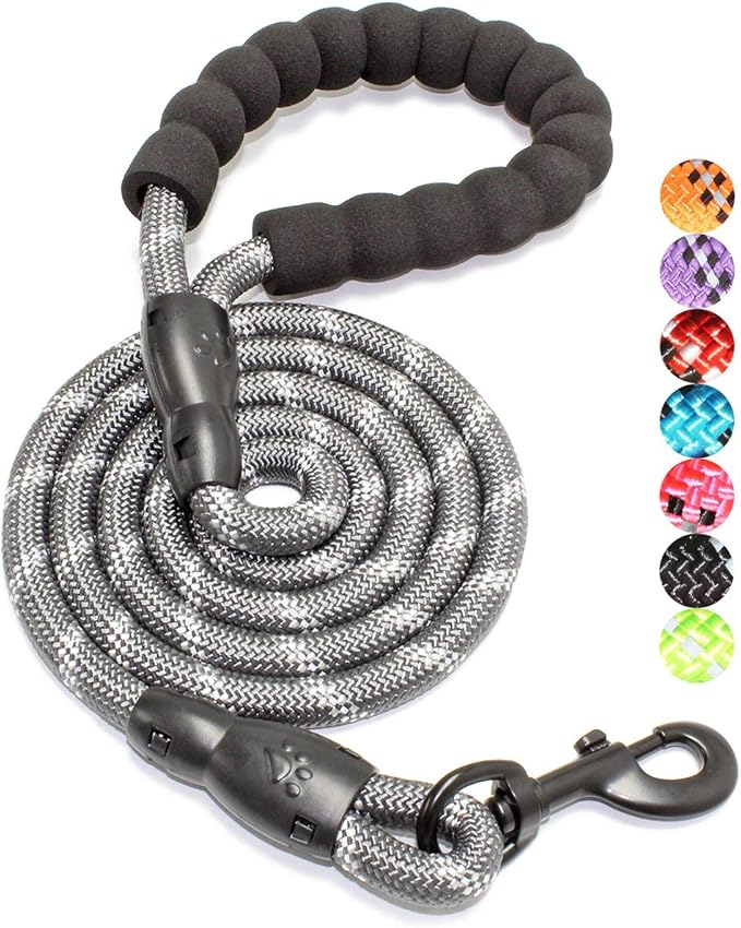 BAAPET 2/4/5/6 FT Dog Leash with Comfortable Padded Handle and Highly Reflective Threads for Small Medium and Large Dogs (5FT-1/2'', Grey)