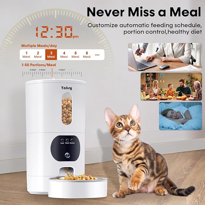 Automatic Cat Feeder Camera for 2-Cats: Easy Setup Timed Smart Dog Feeder WiFi - 2-Way Audio 5G Pet Food Dispenser APP Control for Multi-Cat 2 Pack