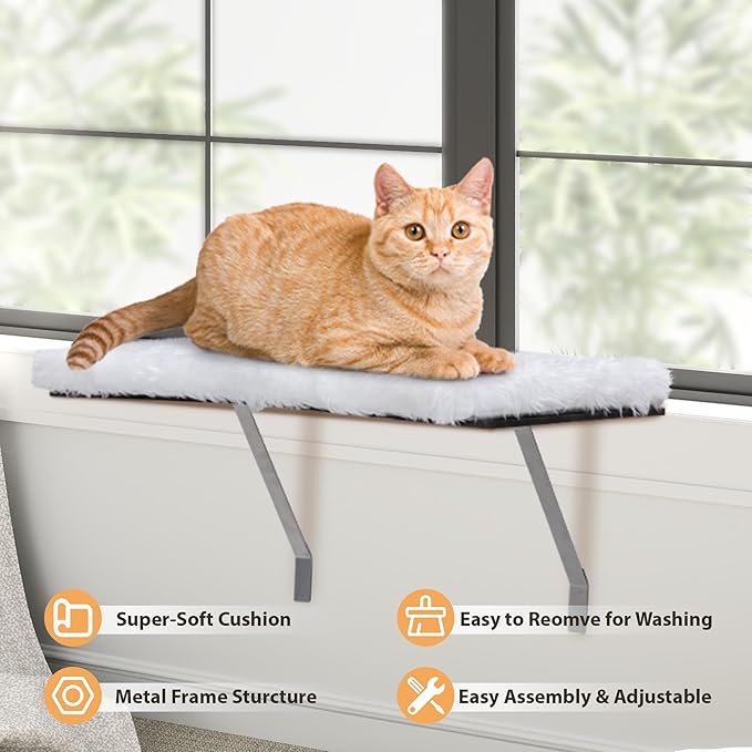 COZIWOW Window Cat Hammock - Indoor Cat Bed for Window Sill, White