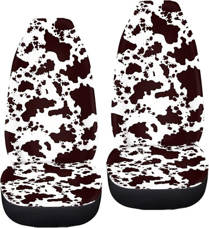 Brown Cow Print Auto Car Seat Cover Front Seats Only,Universal Fit for Most Cars,SUVs,Sedan,Truck,or Van,2PCs Set