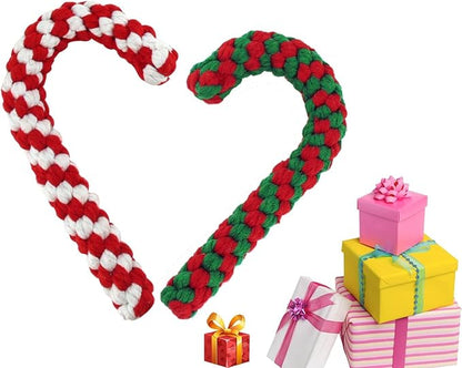 Candy Cane Rope Toy,Puppy Chew Dog Toys Interactive and Cotton Rope Toys and Christmas Decoration, Puppy Pet Play Chew and Training Toy for Medium&Large Dog Pet Teeth Cleaning