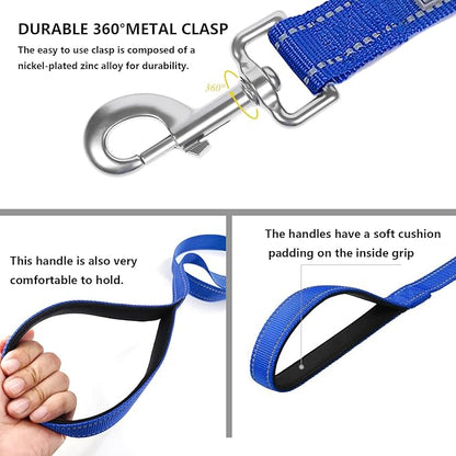 Dog Leash 6 FT Padded Handle Nylon Reflective Dogs Leashes for Large Dogs Blue