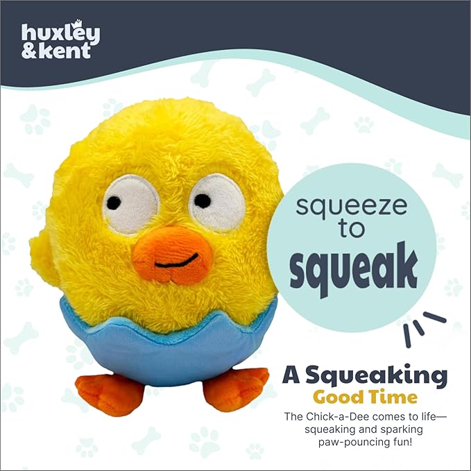 Huxley & Kent Funny Dog Toy w/Squeaker – Power Plush Squeaky Dog Toys for Small, Medium & Large Dogs – Soft Stuffed Animal for Indoor Play & Fetch - Chick-a-Dee, Large