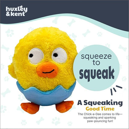 Huxley & Kent Funny Dog Toy w/Squeaker – Power Plush Squeaky Dog Toys for Small, Medium & Large Dogs – Soft Stuffed Animal for Indoor Play & Fetch - Chick-a-Dee, Small