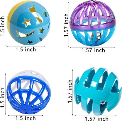 5 Pieces Cat Balls Indoor Interactive Toys for Kitten & Adult Cats, Self Play Jingle Balls to Reduce Boredom, Safe Plastic Pet Teething & Enrichment Toy Set (1.5'')