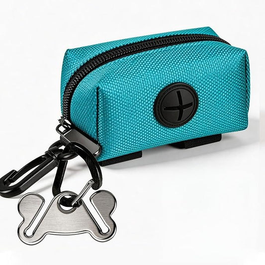 Dog Waste Bag Dispenser Pet Poop Bags Holder for Doggie Waste Bags Dispensers Soft Fabric Zipper Small Doggy Puppy Pouch for Leash Accessory Attachment with Carrier,Green