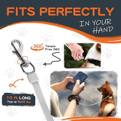 UFO Retractable Dog Leash Hands Free Wearable with Poop Bag Holder One-Handed Brake Pause Lock 360° Tangle Free 10ft Dog Leash for Up to 66lbs Medium Small Dogs (Black/Orange)