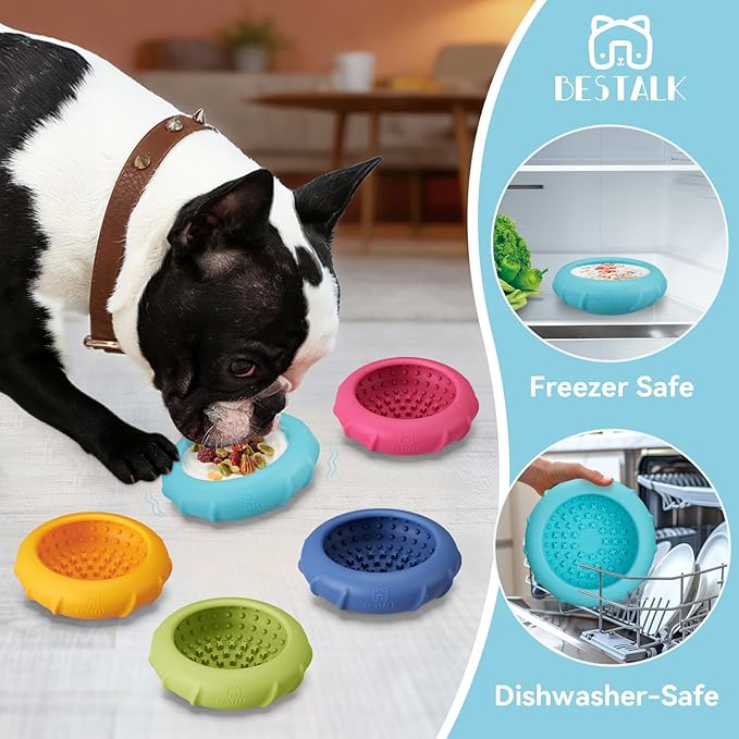Dog Lick Bowl, Bestalk Wobbly Freeze Bowl Enrichment Feeder for Dogs, Anxiety Relief Lick Mat Puzzle Toy for Distraction, BPA Free Silicone, Dishwasher Safe(Teal,L)