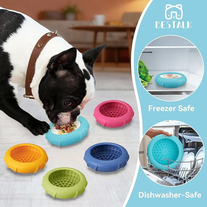 Dog Lick Bowl, Bestalk Wobbly Freeze Bowl Enrichment Feeder for Dogs, Anxiety Relief Lick Mat Puzzle Toy for Distraction, BPA Free Silicone, Dishwasher Safe(Teal,L)
