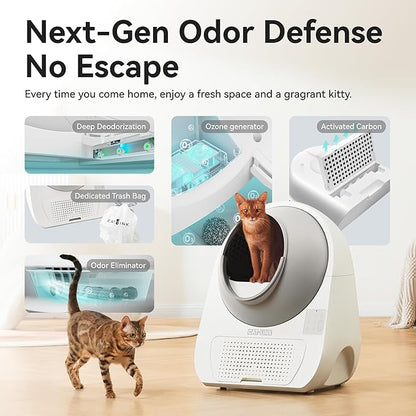 CATLINK Self Cleaning Cat Litter Box for Multiple Cats, Health Monitoring, Automatic Litter Box with APP, Odor Control, 65L Safe Pinch-Free Robot Cat Litter Box, White/Large (Ultra 5g & Camera)