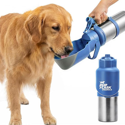 PupFlask Pro Dog Water Bottle | 30 or 50 OZ Double Wall Insulated Stainless Steel | Built-In Flip Cup Bowl | Leak Proof Cap | 24+ Hour Cold Water | Small & Large Dogs | Portable Pet Hydration Bottle