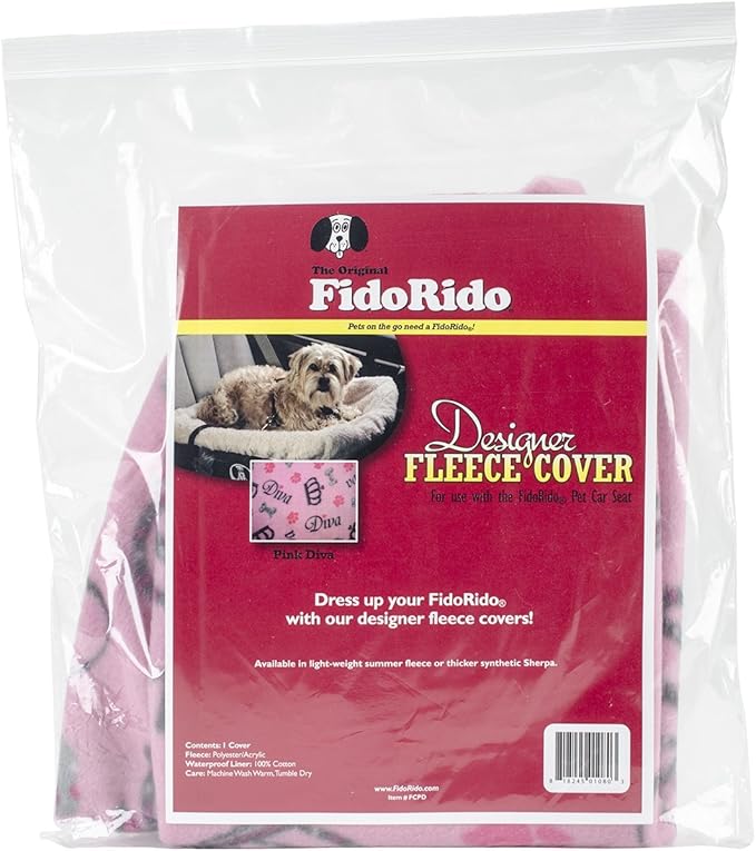 FidoRido Dog Car Seat Cover Machine Washable Replacement Fleece Cover, Comfortable & Durable, for Cars & SUVs, Seat Protector for Dogs, Vacation and Travel Essential, Pink Diva