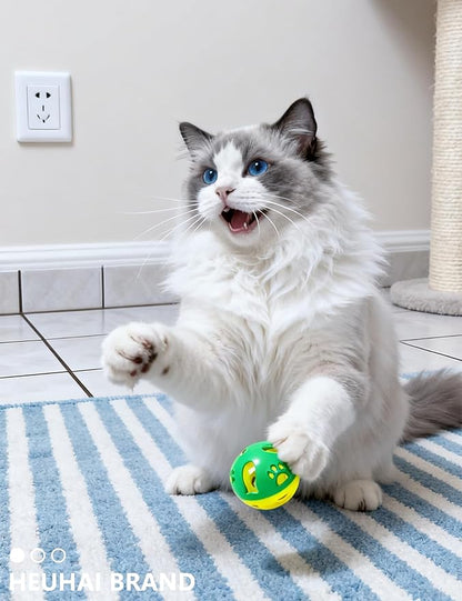 6 Pcs Cat Toys Balls for Indoor Kittens, 4 Bell Balls 2 Plush Balls, PP Material Interactive Cat Balls for Kitten Play and Exercise (1.5'')