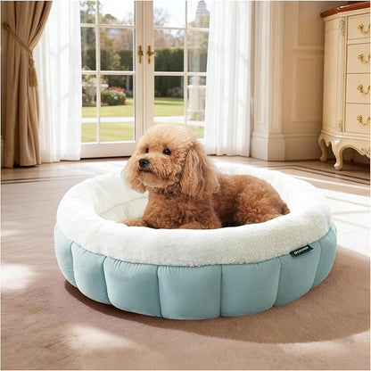 BALANCE Cat Beds for Indoor Cats, Washable Round Cat Bed, Cute Kitten Bed with Anti-Slip Bottom for Kitty and Puppy, 23 Inches, Dream Blue