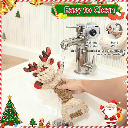 LWBMG Squeak Christmas Dog Toys Plush Dog Toy with Crinkle Paper Tug of War Pull Interactive Dog Toys for Aggressive Chewers Cute Stuffed Animal Dog Toy for Puppies Small Medium and Large Dogs