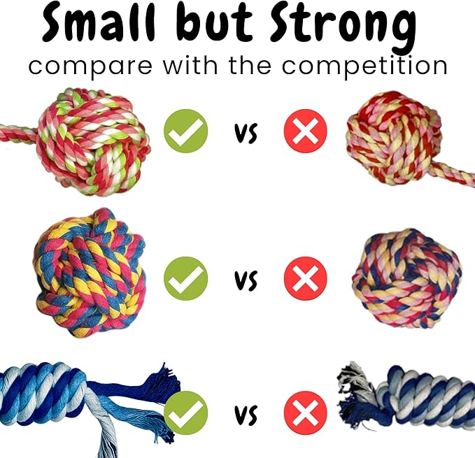 Otterly Pets 4-Pack Puppy Dog Rope Toys for Small to Medium Dogs – Interactive Tug of War Pull Toy for Dogs, Puppy Teething Toys - Machine Washable - Great for Fetch