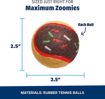Barkbox Ballscoti Cookies Rubber Tennis Balls for Dogs & Puppies | Italian-Inspired Trio of Squeaky Fetch Balls for Bounce, Chase & Play | Durable, Engaging & Fun for Playful Pups