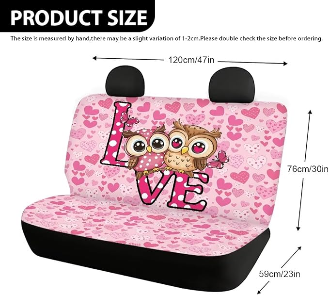 AFPANQZ Owl Hearts Car Backseat Covers Dog Seat Cushion for Rear Seat Non-Slip Soft Car Seat Covers for Dogs, Pet, Kids Seat Cover for Auto Back Seat, Bench Protective Covers