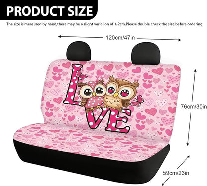 AFPANQZ Owl Hearts Car Backseat Covers Dog Seat Cushion for Rear Seat Non-Slip Soft Car Seat Covers for Dogs, Pet, Kids Seat Cover for Auto Back Seat, Bench Protective Covers