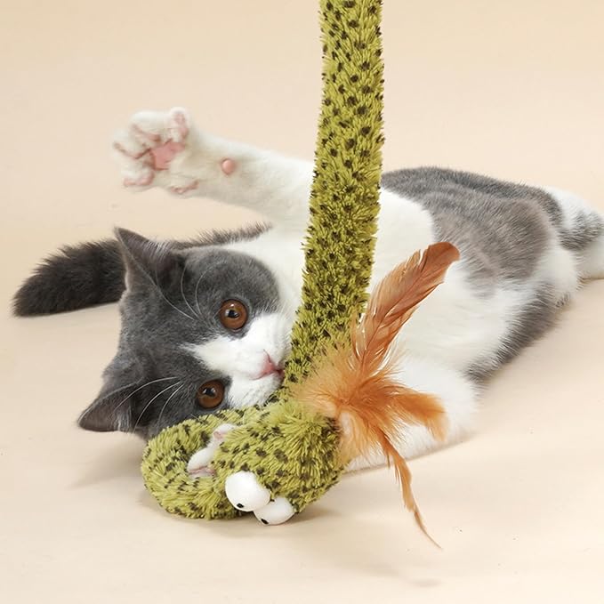 ZEZE Forest Snake Cat Teaser Wand Toy, 50.5” Interactive Feather Cat Toy with Crinkle Sound, Flexible Rubber Wand & Non-Slip Handle for Indoor Cats Play